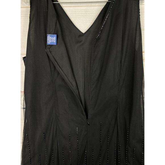 Vtg Phool Dress XL Little Black Beaded Overlay Lined Party 50's Retro Look NEW! - Picture 11 of 12